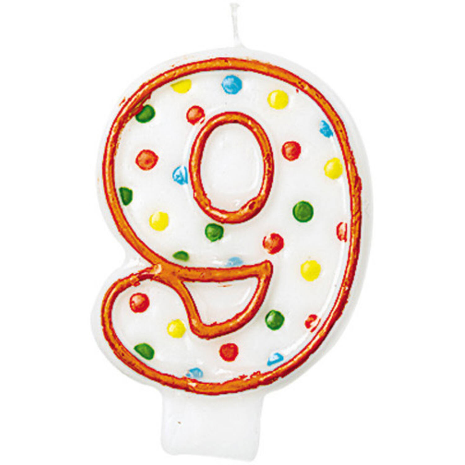 Numeral Candle 9 Polka Dots Height 7.6 cm