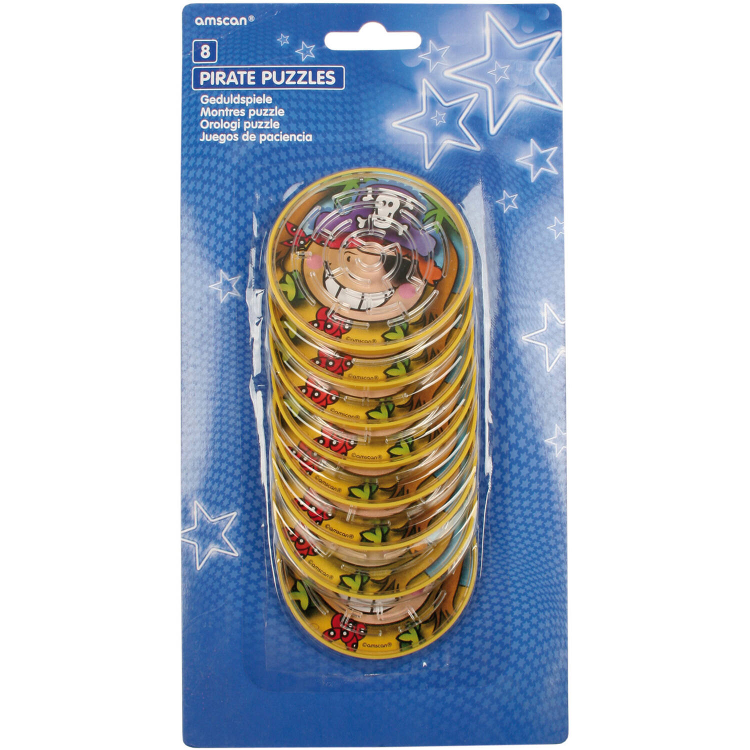 8 Maze Puzzles Pirate Plastic 7 x 7 cm