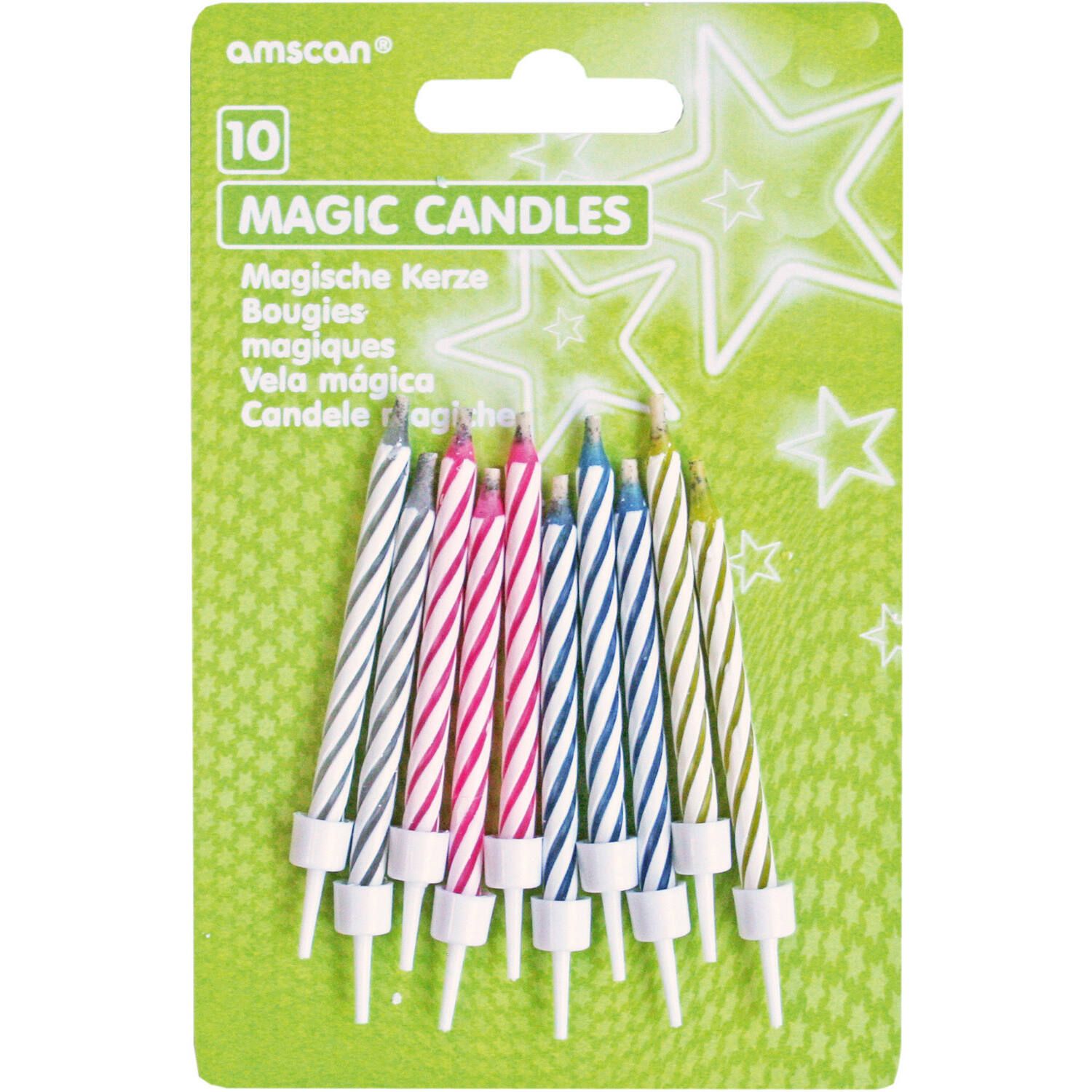 10 Spiral Candles Magical Assorted Height 6.3 cm