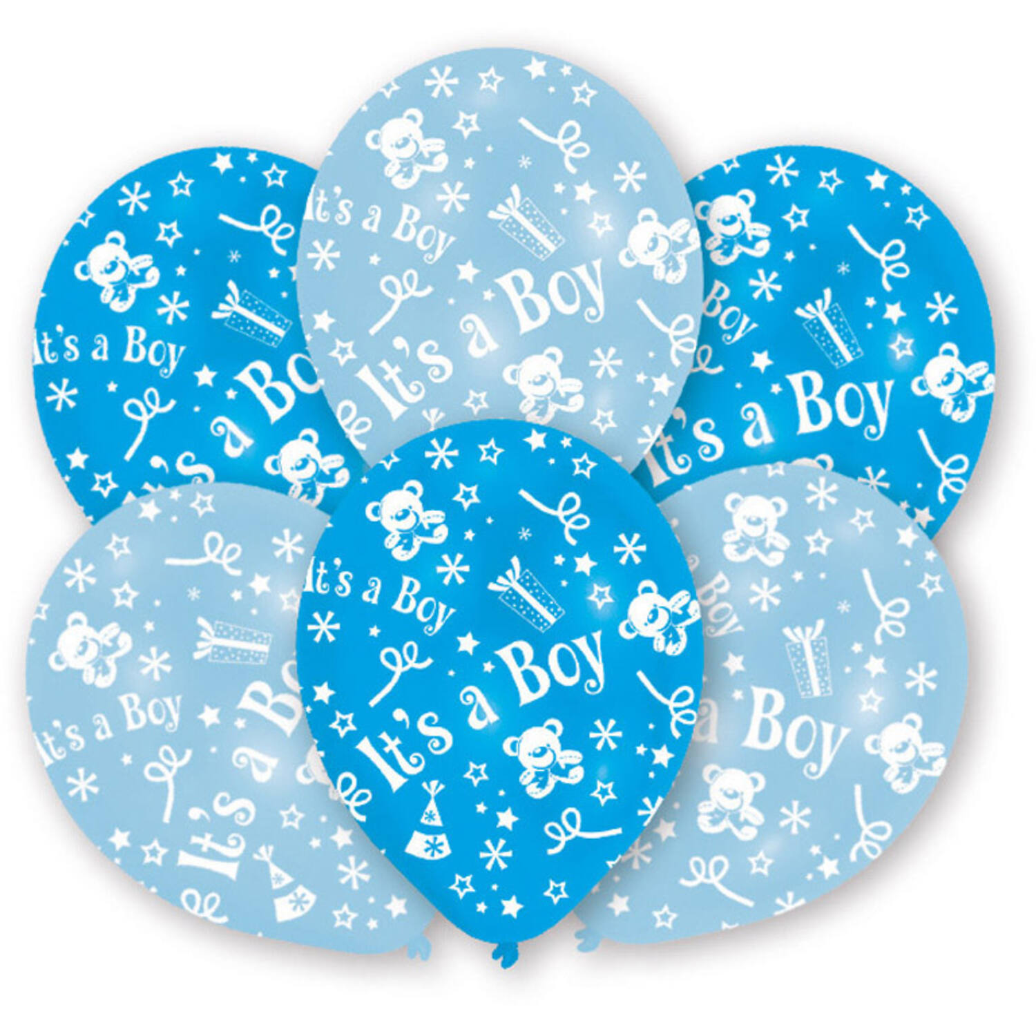 6 Latex Balloons All Round Printed It's a Boy 27.5 cm / 11"