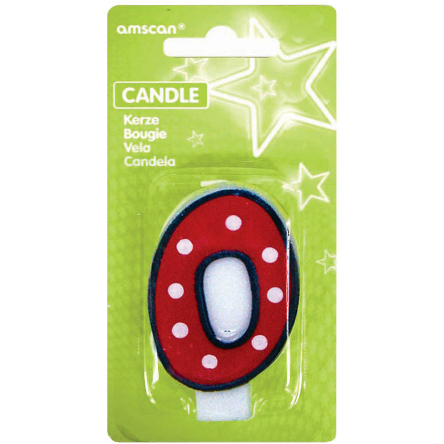 Numeral Candle 0 Dots & Black Border Height 7.6 cm