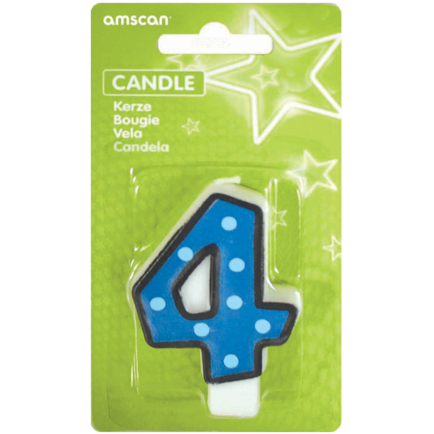 Numeral Candle 4 Dots & Black Border Height 7.6 cm