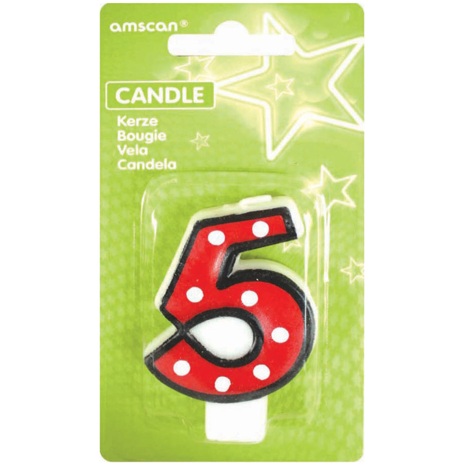 Numeral Candle 5 Dots & Black Border Height 7.6 cm