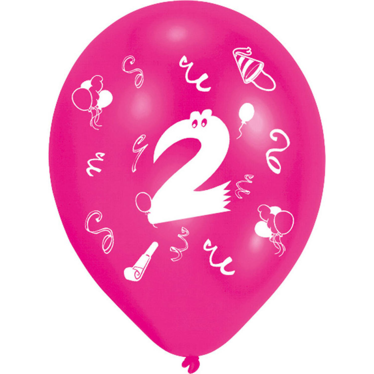 8 Latex Balloons Age 2 2-Sided 25.4 cm / 10"