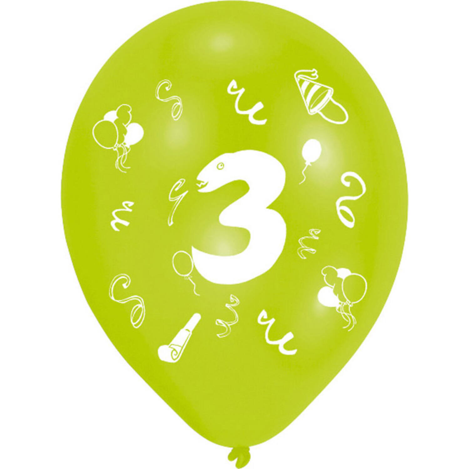 8 Latex Balloons Age 3 2-Sided 25.4 cm / 10"