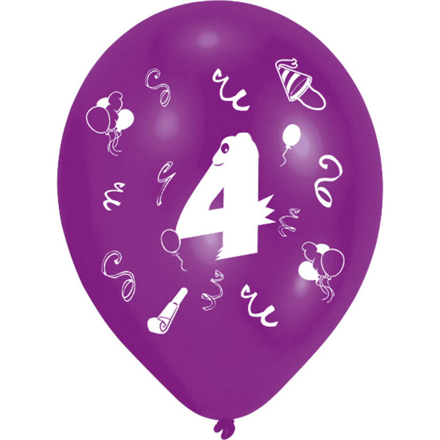 8 Latex Balloons Age 4 2-Sided 25.4 cm / 10"