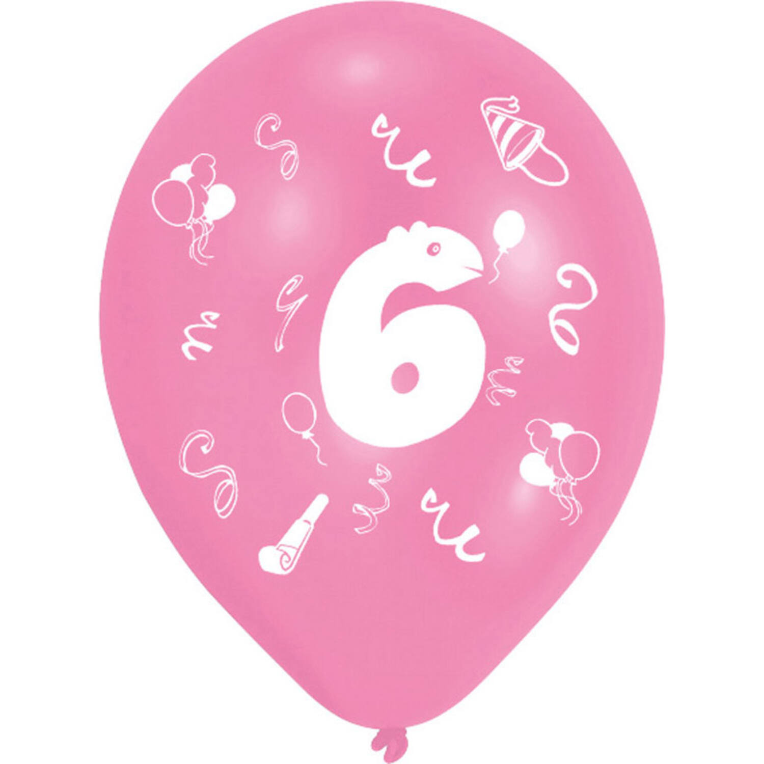 8 Latex Balloons Age 6 2-Sided 25.4 cm / 10"