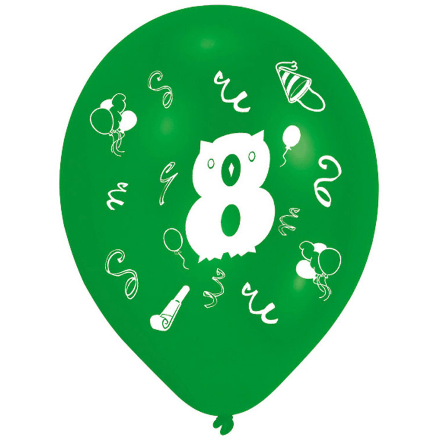 8 Latex Balloons Age 8 2-Sided 25.4 cm / 10"