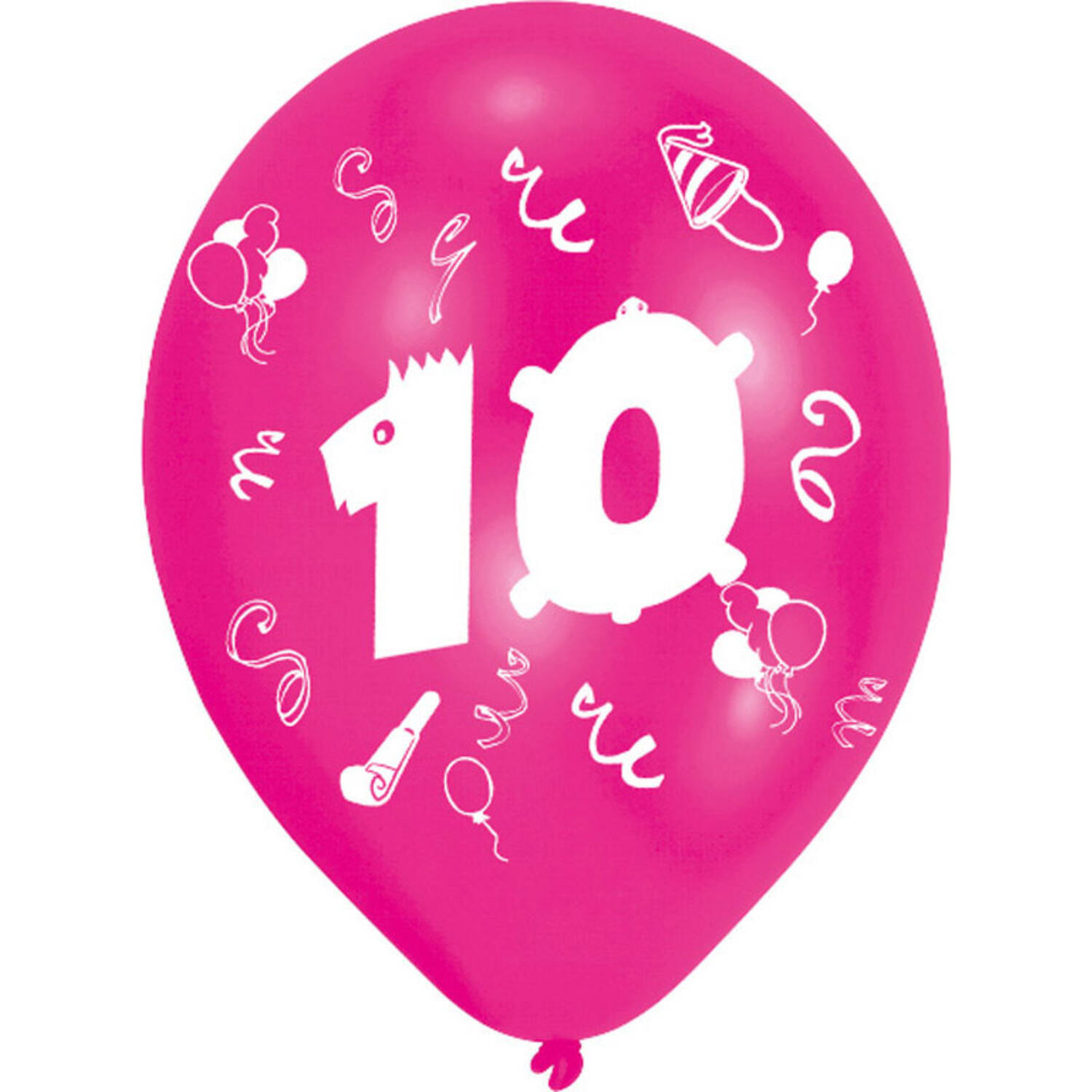 8 Latex Balloons Age 10 2-Sided 25.4 cm / 10"
