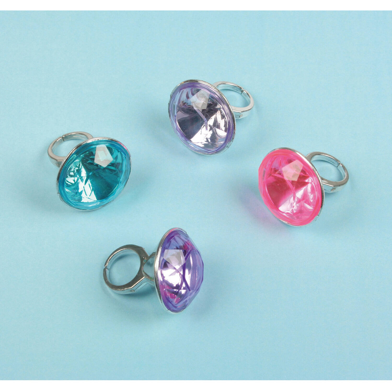 8 Jewel Rings Plastic