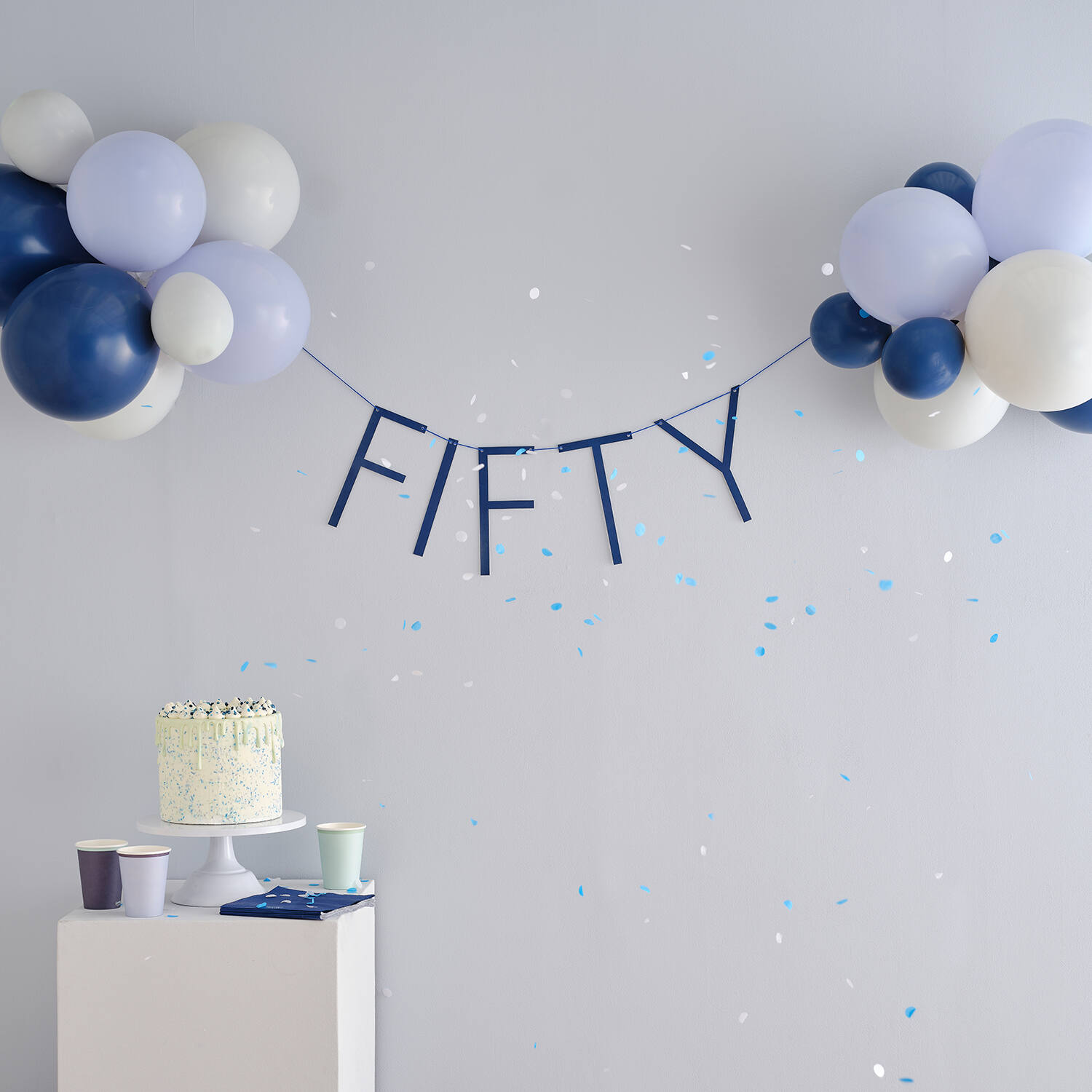 Balloon Bunting - Fifty - Blue