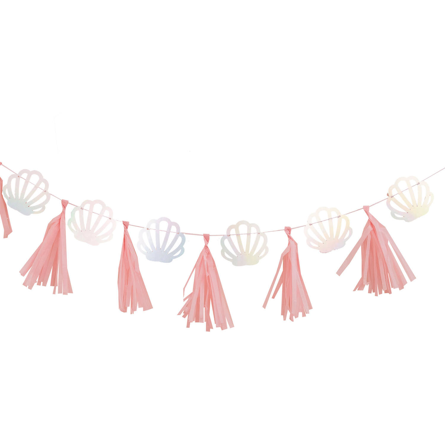 Tassel Garland - Shells and Tassels - Pink and Iridescent