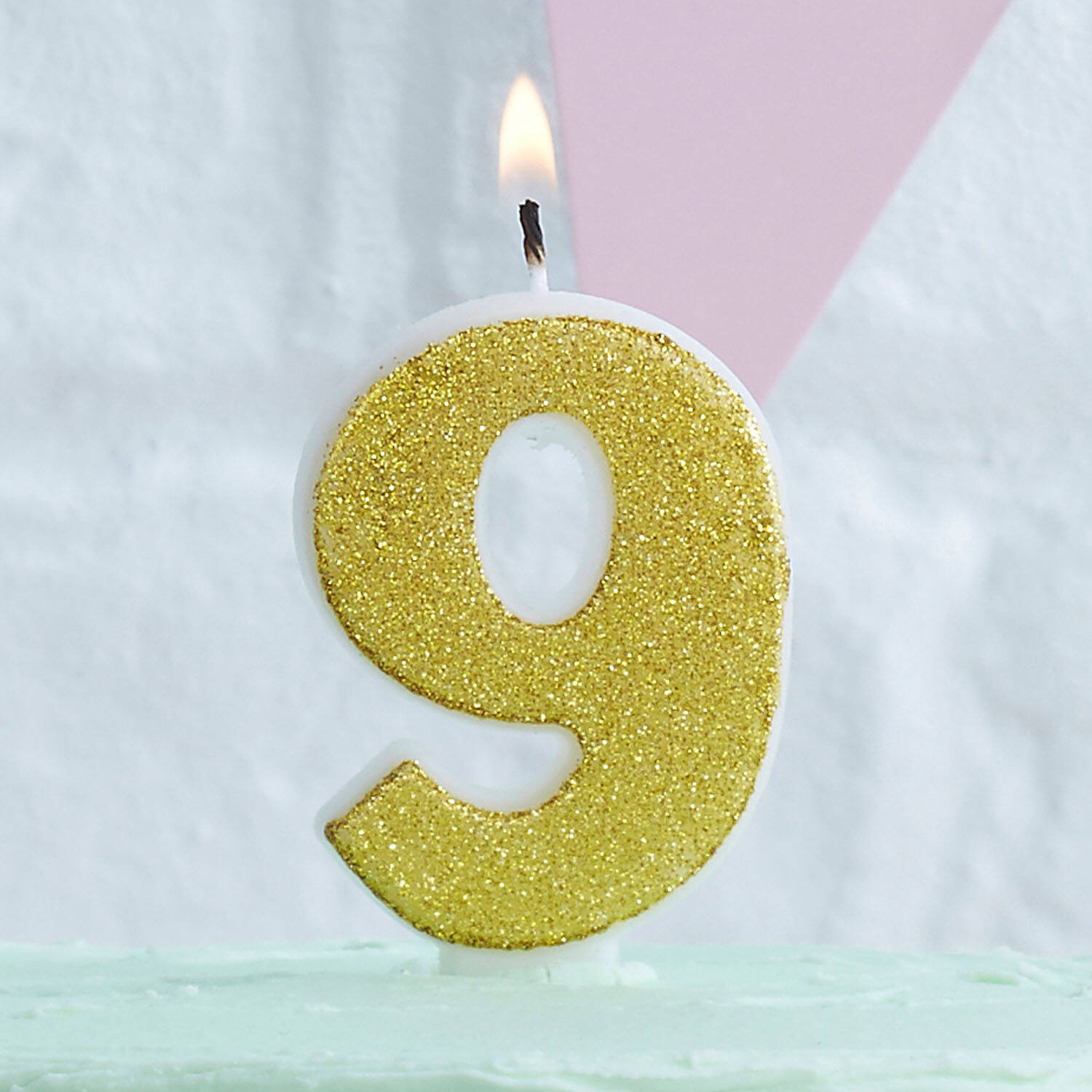 Candle Number 9 - Gold Glitter