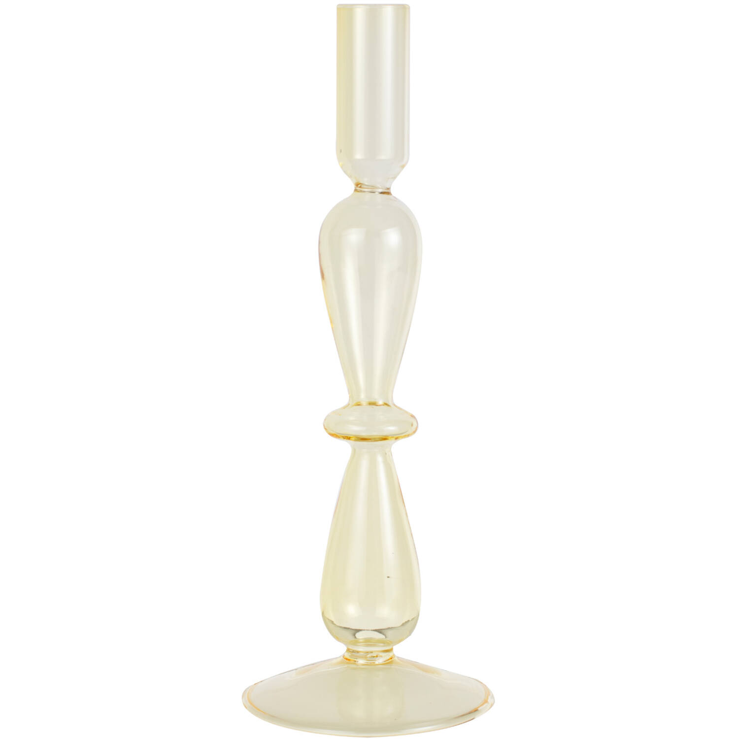 Candle Holder - Tinted Yellow Glass