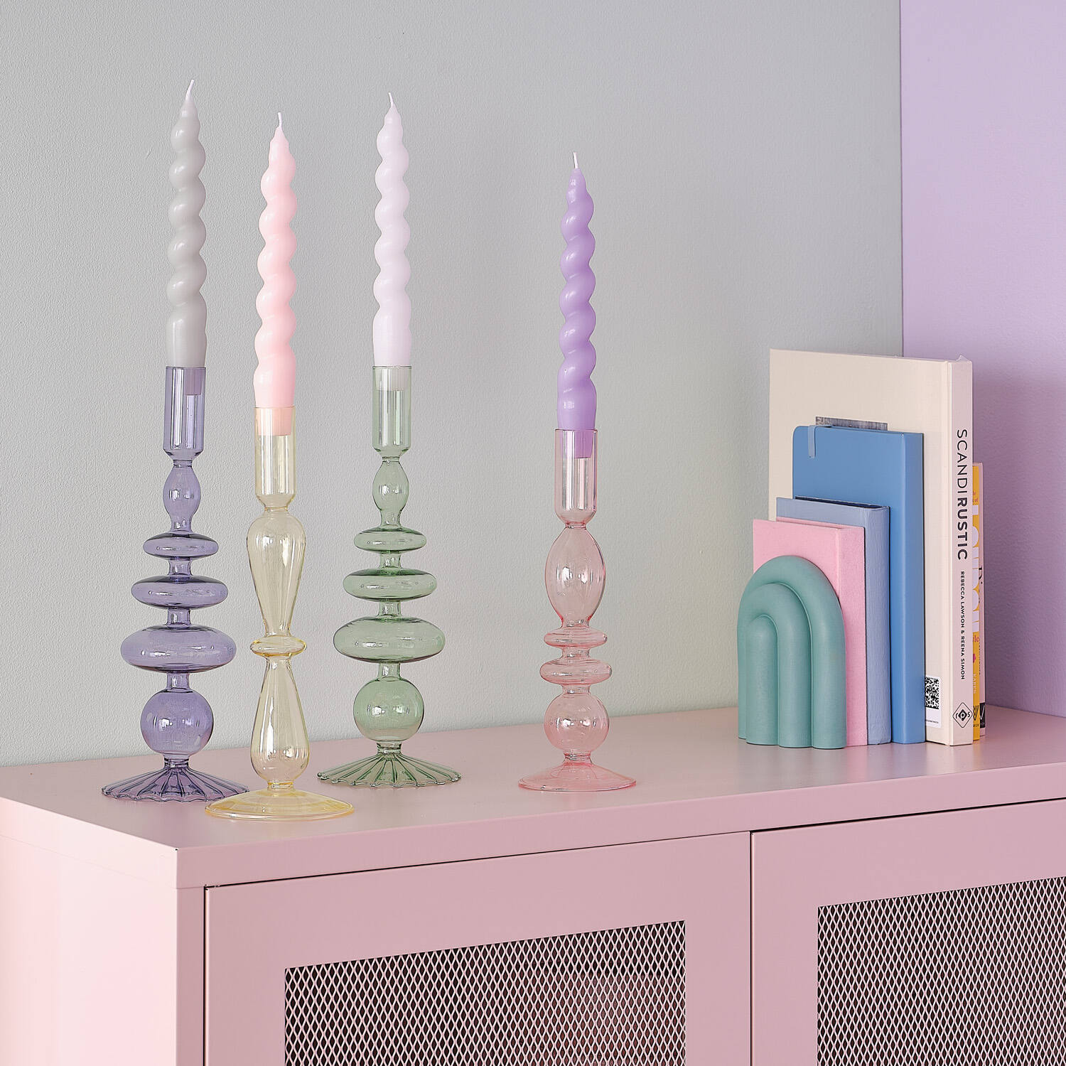Candle Holder - Tinted Yellow Glass