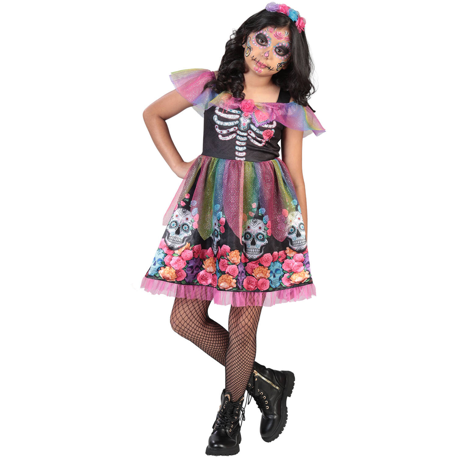 Child Costume Day of the Dead Girl Age 4 - 6 Years