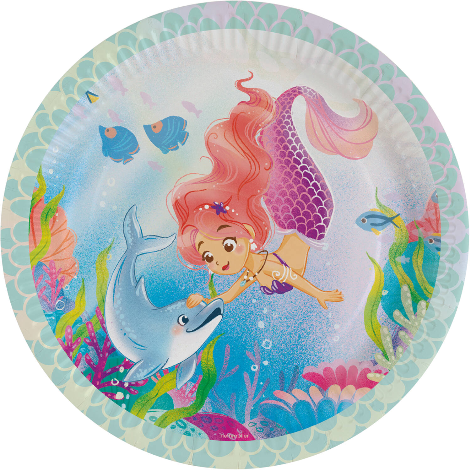 8 Plates Magical Ocean Round Paper 23 cm
