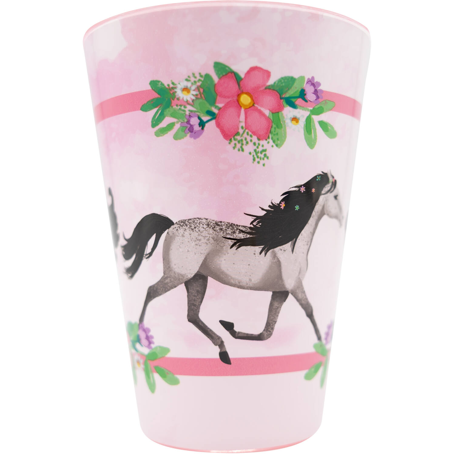 4 Cups Beautiful Horses Plastic Reusable 430 ml