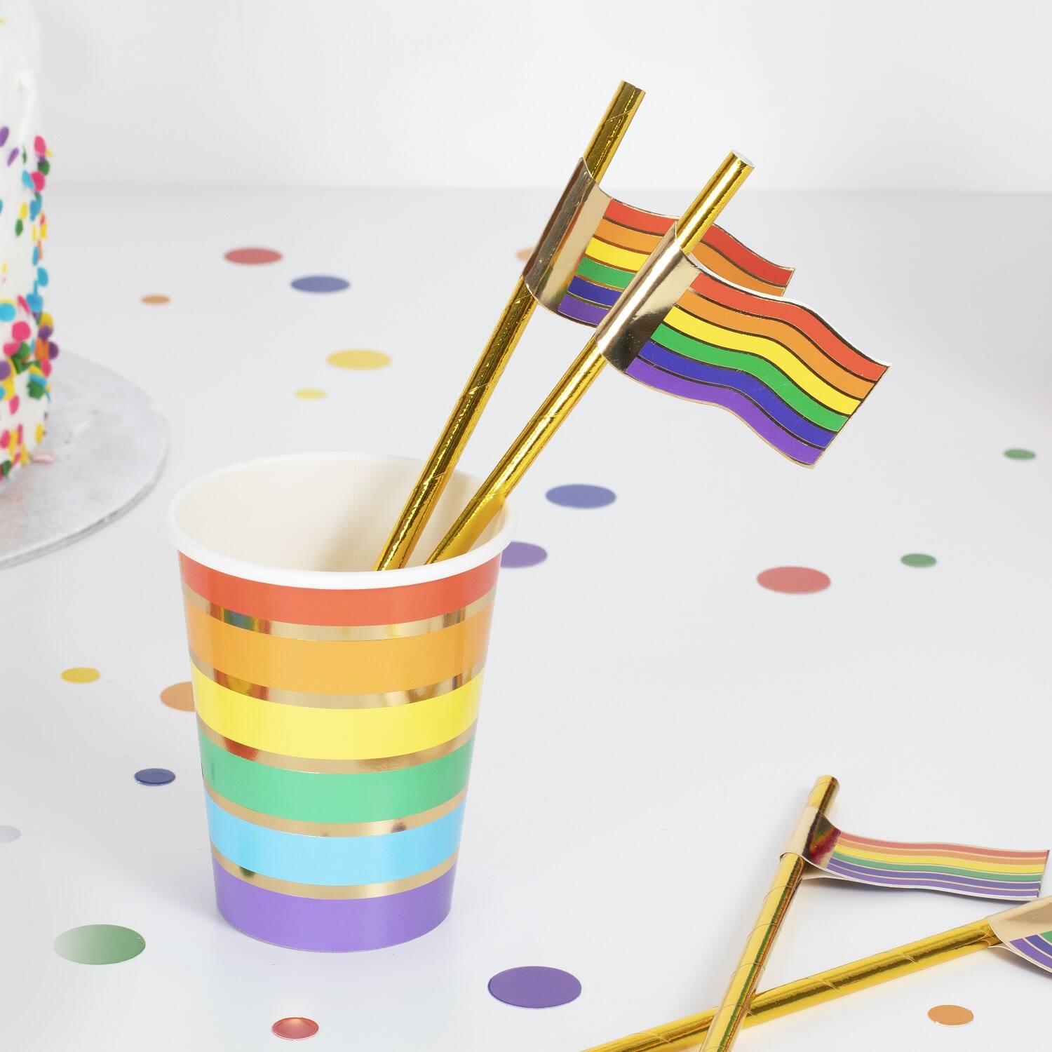 Gold Foiled Rainbow Flag Straws