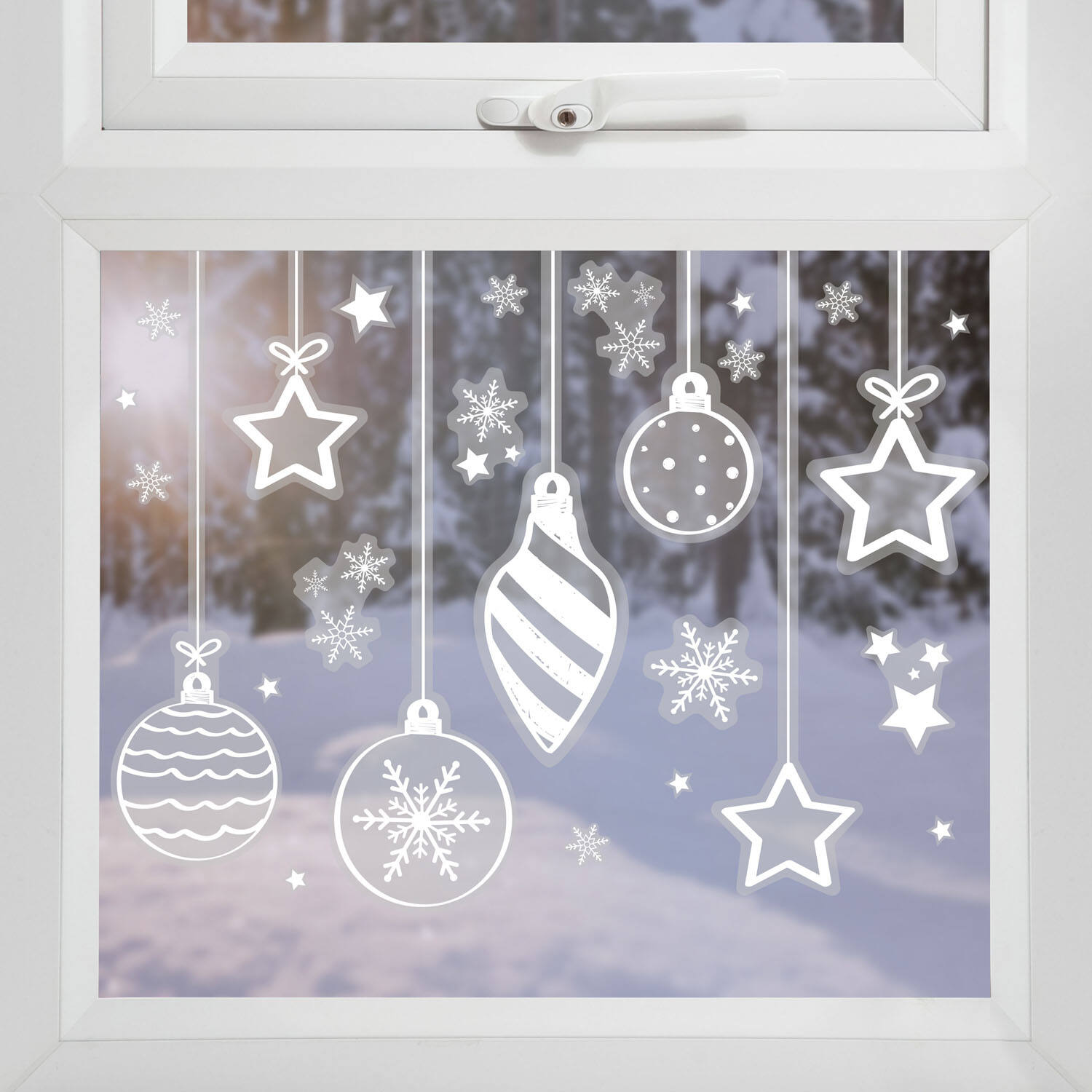 Window Stickers - White Snowflakes and Baubles