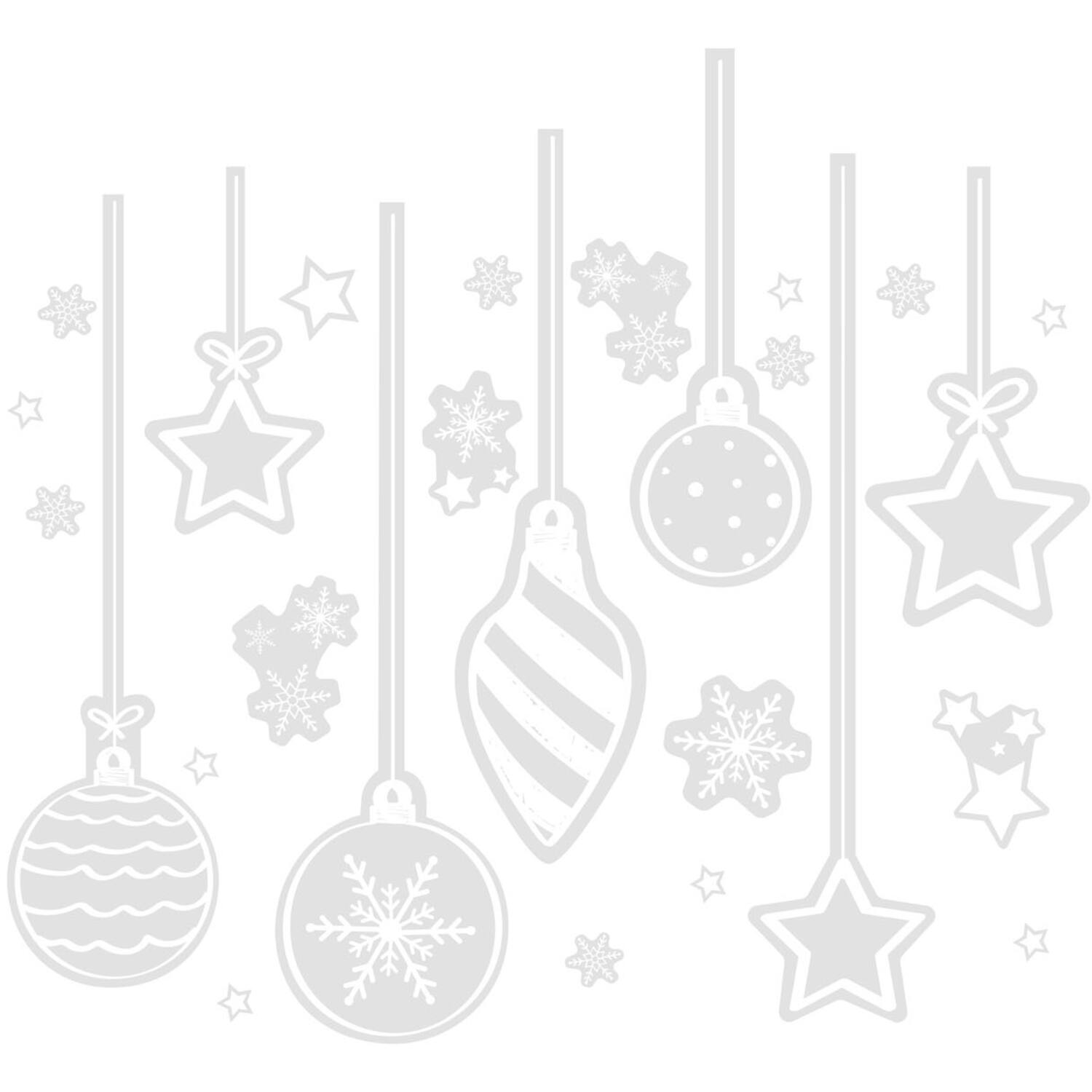 Window Stickers - White Snowflakes and Baubles