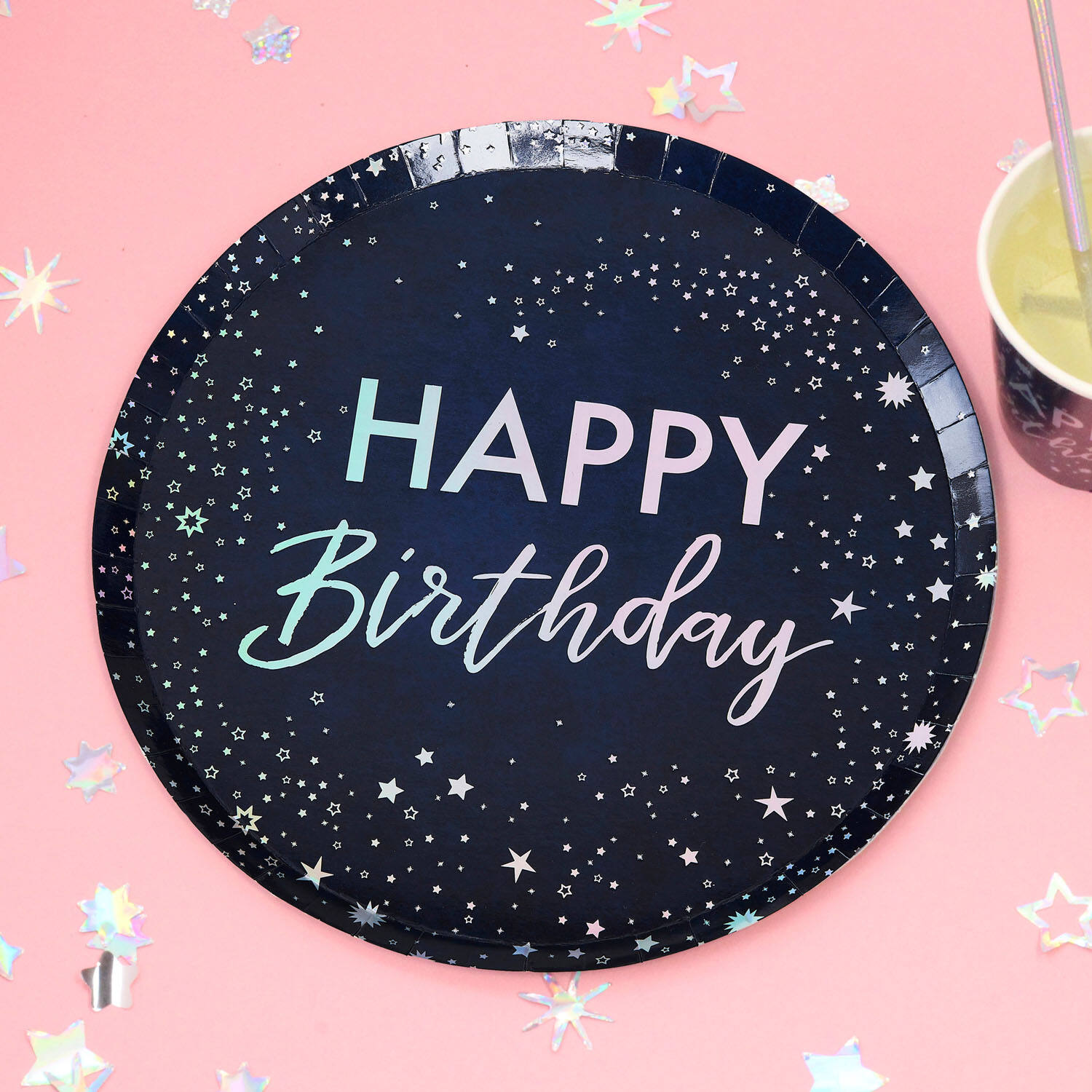Paper Plates - Happy Birthday - Iridescent Foiled
