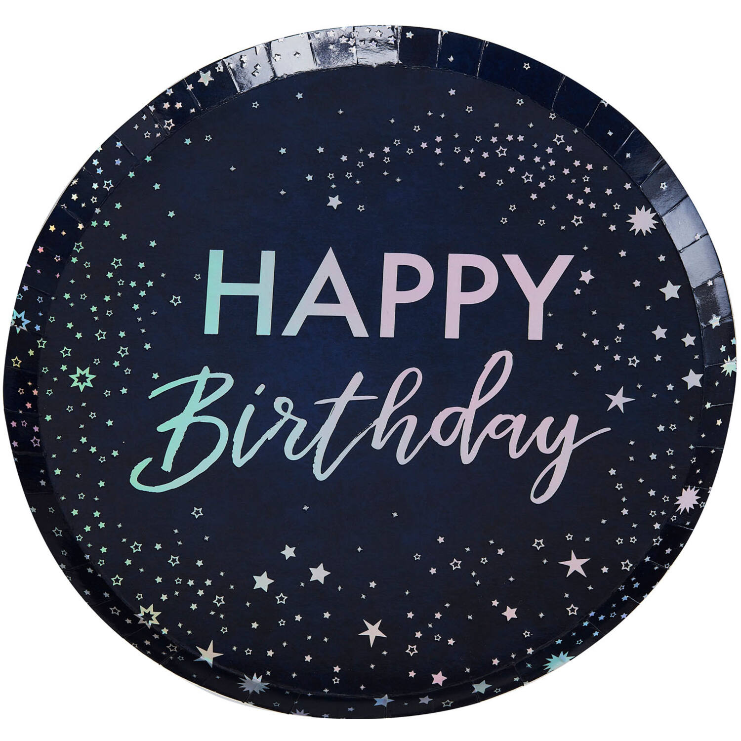 Paper Plates - Happy Birthday - Iridescent Foiled