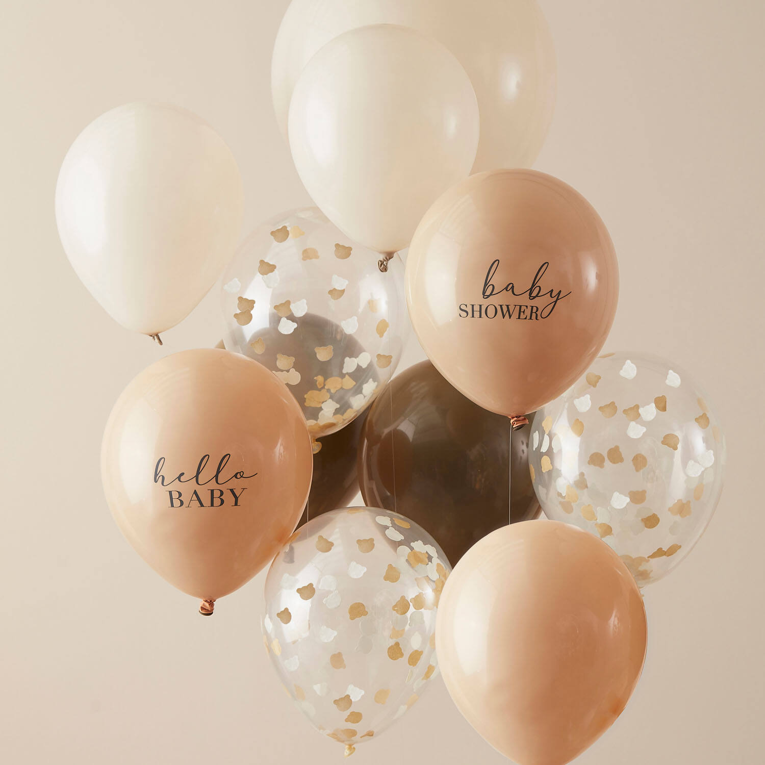 Balloon Bundle - Mixed Slogan and Confetti - Taupe