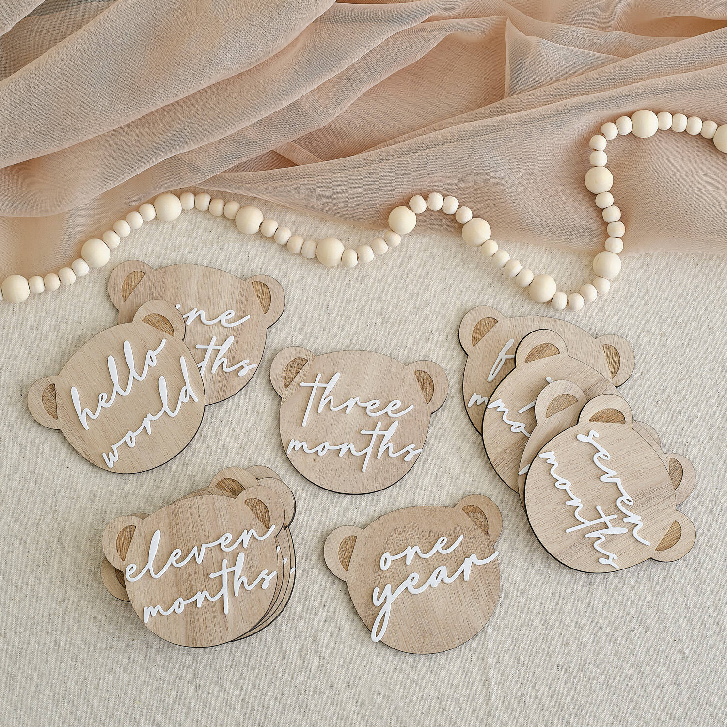 Milestone Signs - Wooden Teddy Shape