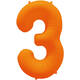 Foil Balloon Number 3 - Neon Orange - 86 cm