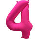 Foil Balloon Number 4 - Neon Pink - 86 cm