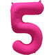 Foil Balloon Number 5 - Neon Pink - 86 cm