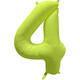 Foil Balloon Number 4 - Neon Yellow - 86 cm