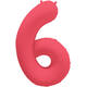 Foil Balloon Number 6 - Neon Red - 86 cm