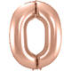 Foil Balloon Number 0 - Rose Gold - 86 cm