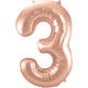 Foil Balloon Number 3 - Rose Gold - 86 cm
