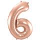 Foil Balloon Number 6 - Rose Gold - 86 cm