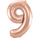 Foil Balloon Number 9 - Rose Gold - 86 cm