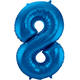 Foil Balloon Number 8 - Blue - 86 cm