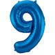 Foil Balloon Number 9 - Blue - 86 cm