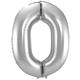 Foil Balloon Number 0 - Silver - 86 cm