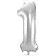Foil Balloon Number 1 - Silver - 86 cm
