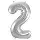 Foil Balloon Number 2 - Silver - 86 cm