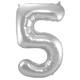 Foil Balloon Number 5 - Silver - 86 cm