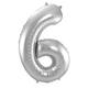 Foil Balloon Number 6 - Silver - 86 cm