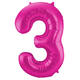 Foil Balloon Number 3 - Magenta - 86 cm