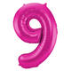 Foil Balloon Number 9 - Magenta - 86 cm