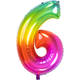 Foil Balloon Shaped Number  6 Yummy Gummy Rainbow - 81 cm