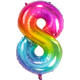 Foil Balloon Shaped Number 8 Yummy Gummy Rainbow - 81 cm
