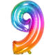 Foil Balloon Shaped Number 9 Yummy Gummy Rainbow - 81 cm